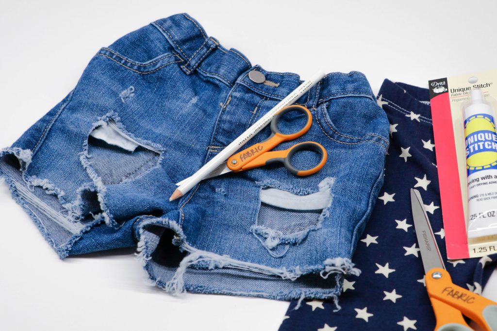 American Flag Cut-off Denim Shorts